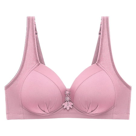 (2-Pack) Puawkoer No Steel Ring Thin High Support Sports Bra Women Bra Solid Color Maternity Strapless Bra Embroidered Decoration Breathable Gathers Women Bras Plus
