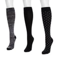 thumbnail image 3 of MUK LUKS Women's 3 Pair Pack Compression Socks, Black Multi, One Size Fits Most, 3 of 6