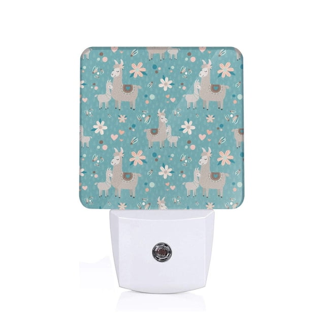 Fotbe Veilleuse Rétroéclairée à LED Motif Lama Turquoise Mama avec Capteur de Mouvement & Capteur Crépuscule à l'Aube Veilleuse Écoénergétique, Veilleuse de Chambre-UK