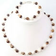 thumbnail image 3 of K-KED Natural 7-8mm White Freshwater Pearl Tiger's eye Necklace Bracelet Jewel Set, 3 of 7
