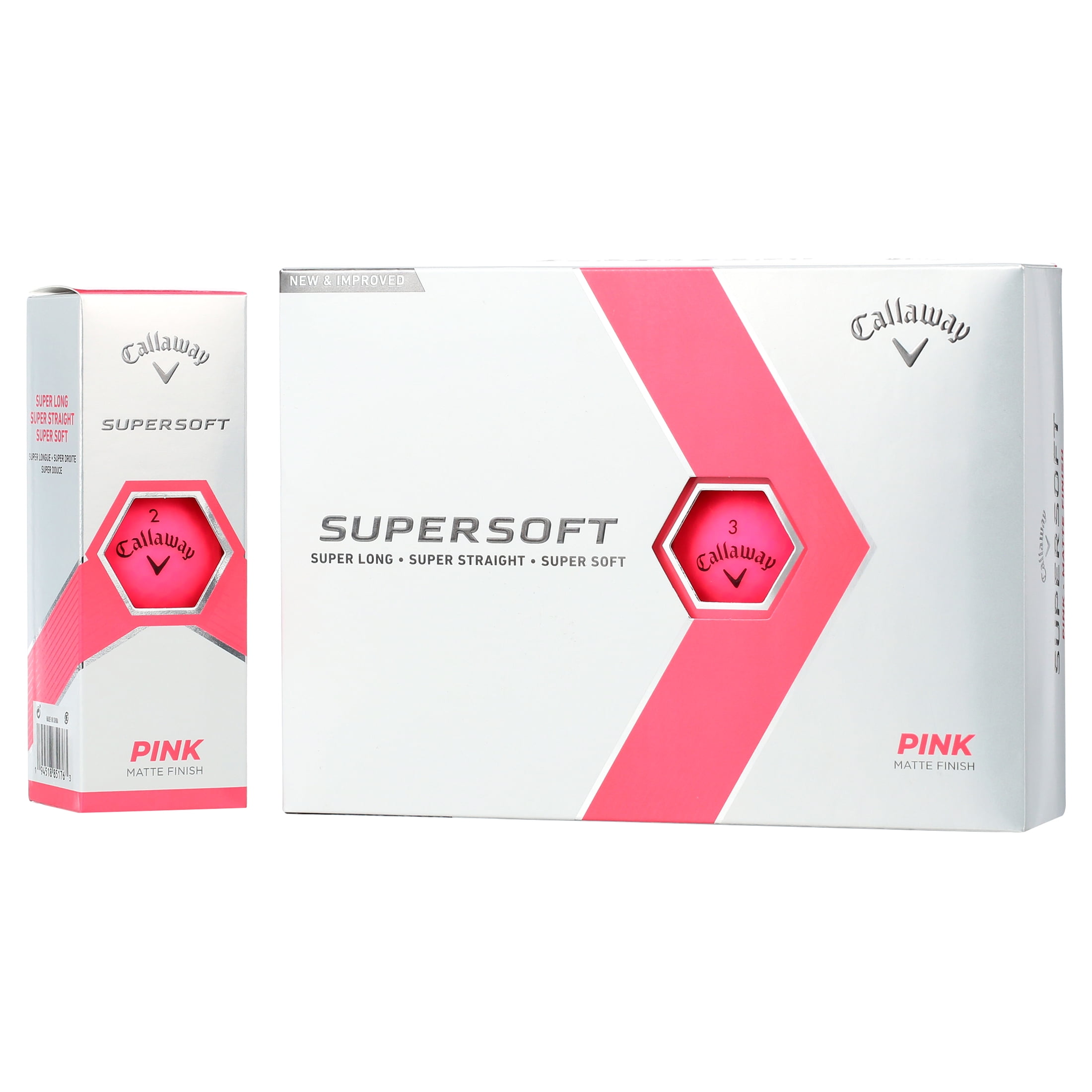 (4 pack) Callaway Golf 2023 Supersoft Golf Ball-Matte Pink 12pk