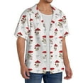 thumbnail image 2 of Uemuo Different Mushrooms Pattern Cotton Linen Short Sleeve Shirts,Casual Lightweight Button Down Shirts,Vacation Beach Summer Tops-Large, 2 of 7