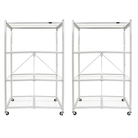 Origami Wheeled 4 Shelf Folding Steel Wire Shelving White 2 Pack Origami Wheeled 4 Shelf Folding Steel Wire Shelving White 2 Pack 21 X36 X60 Com