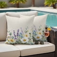 thumbnail image 2 of Outdoor Pillow Cover Spring Flowers Daisy Set of 2 Waterproof Throw Pillowcases Watercolor Floral Leaves Decorative Patio Furniture Pillows for Couch Garden Indoor & Outdoor Use, 2 of 8