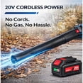 thumbnail image 3 of 20V Cordless Leaf Blower with 4.0Ah Battery and Charger, Variable Speed, Up to 460 CFM and 190 MPH, 2-in-1 Electric Blower for Yard, Patio, Driveway and Garage, 3 of 10