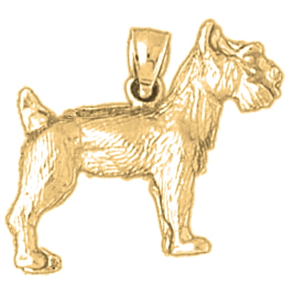 18K Yellow Gold Terrier Dog Pendant - 19 mm