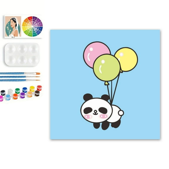 Paint by Numbers Set for Adult Beginners, 8x8 Inch DIY Oil Paint by Numbers for Kids with Frame for Home Decoration (Christmas Panda )