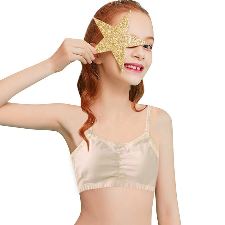iOPQO lingerie for women Big Girls Student Training Bras Wireless Light  Padded Sports Cropped Cami Bras For Teens Underwear Adjustable Bra Vest