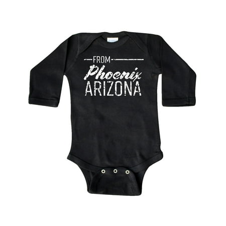 

Inktastic From Phoenix Arizona in White Distressed Text Gift Baby Boy or Baby Girl Long Sleeve Bodysuit