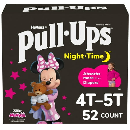 Pull-Ups Girls' Night-Time Potty Training Pants, 4T-5T (38-50 lbs), 52 Ct (Select for More)
