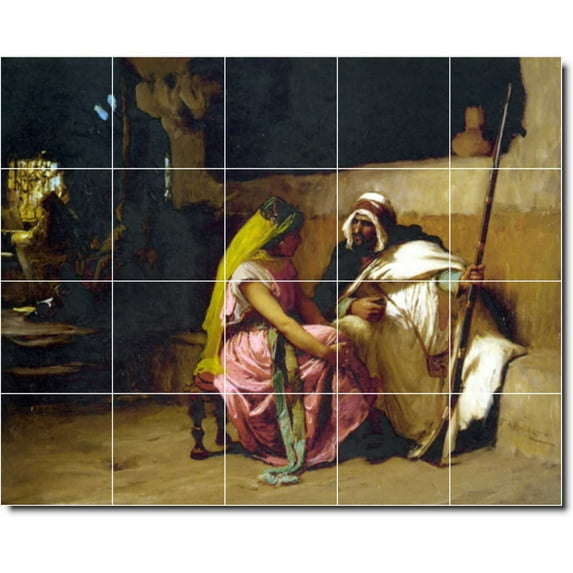 Ceramic Tile Mural-Frederick Bridgman Village Painting 58. 30" w x 24" h using (20) 6 x 6 ceramic tiles