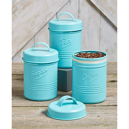 Kitchen Canisters For Flour Sugar Tea Coffee Vintage Metal Steel