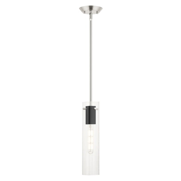 51160-91 Livex Lighting Beckett - 1 Light Pendant in Industrial Style - 5 Inches wide by 23.5 Inches high-Brushed Nickel Finish    -Traditional