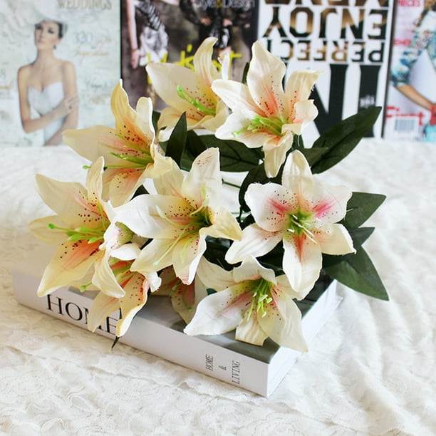 10 Heads Multicolor Artificial Lily Flower Bouquet Fake Flowers Bridal