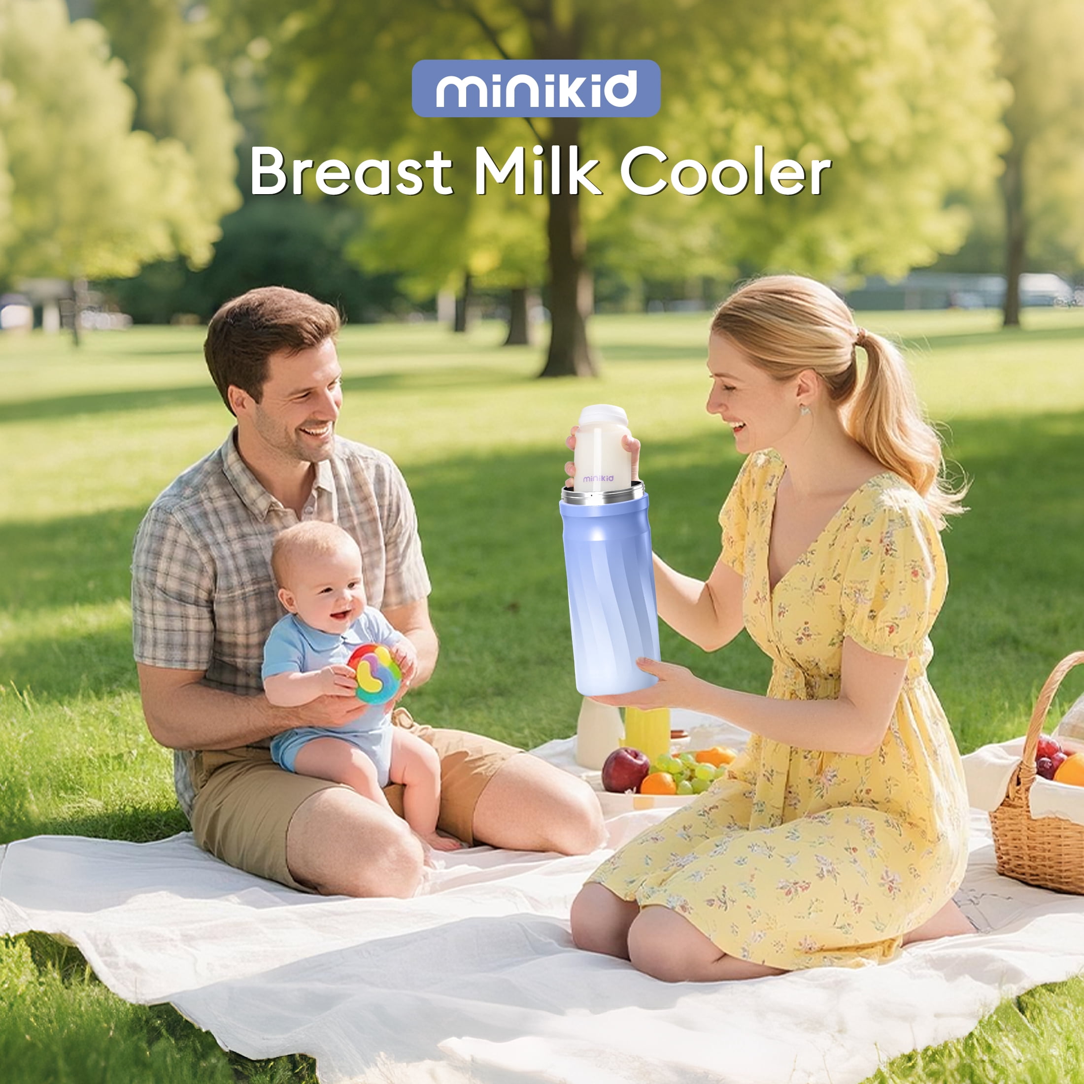 Minikid 20oz Portable Breast Milk Cooler,24H+ Extended Outdoor Cooling,Travel Breastmilk Chiller with 2 Milk Bottles,Purple