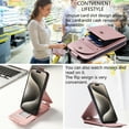 thumbnail image 6 of ELEHOLD for iPhone 15 Plus Wallet Crossbody Case Premium PU Leather Organ Card Slots Magnetic Closure Detachable Wrist Lanyard Shoulder Strap Flip Shockproof iPhone 15 Plus Cover,Rosegold, 6 of 11