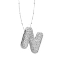 thumbnail image 3 of Collier Lettre Souris Sans Fil Incrusté de Cuivre Creux Collier Pendentif Alphabet Diamant, 3 of 4