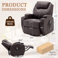 thumbnail image 2 of Lnsenfin Manual Swivel Rocker Recliner Chair with Massage Faux Leather for Living Room,Brown, 2 of 7