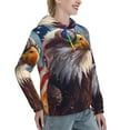 thumbnail image 6 of Fotbe Bald Eagle Pilot Pattern Womens Long Sleeve Hoodie, Pullover Hooded Sweatshirt, Kangaroo Pocket Hoodie with Eye-catching Drawstrings-, 6 of 7