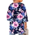 thumbnail image 6 of TaTaai Women Plus Size T-Shirt Crew Neck Chest Cutout 3/4 Sleeve Random Print Spring Summer Casual Base Top Ladies Daily Street Wear Lightweight Breathable Non-See-Through Top Gift, 6 of 6