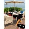 thumbnail image 5 of Outdoor Tablecloths with Umbrella Hole & Zipper, Black Crane Rectangle Tablecloth 52x70 Inch, Vintage Red Teal Spring Floral Botanical Waterproof Table Cloth, Patio/Pool/Picnic Table Covers, 5 of 8