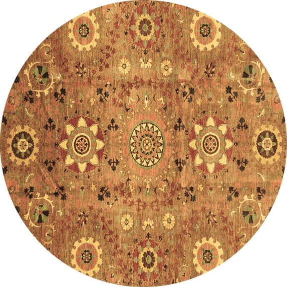 Ahgly Company Indoor Round Abstract Brown Modern Area Rugs, 5' Round