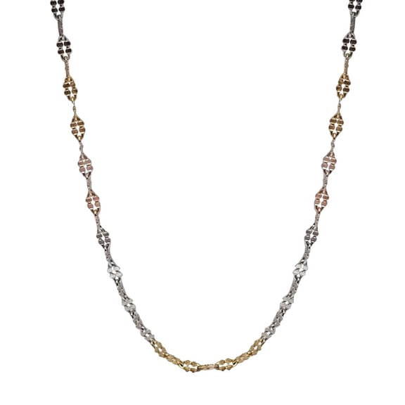 Mauli Jewels 925 Sterling Silver Chain Tri-Color Gold Plated Diamond Cut Necklace for Women and Men|Silver Chain