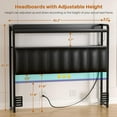 thumbnail image 3 of iSunirm Upholstered Headboard for Twin Size Bed, Head Board with Power Outlet & LED Lights, Easy Assembly, Black, 3 of 8