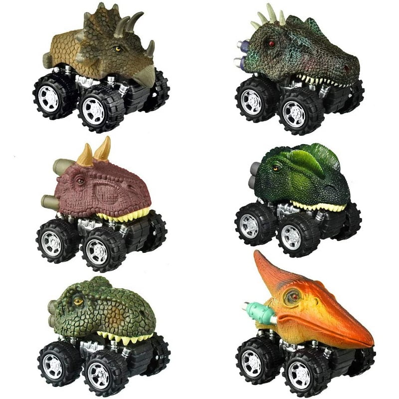 Magicfly Dinosaur Pull Back Cars Toys - 6-Pack Colorful Dinosaur Car Toy Mini Pullback Vehicles
