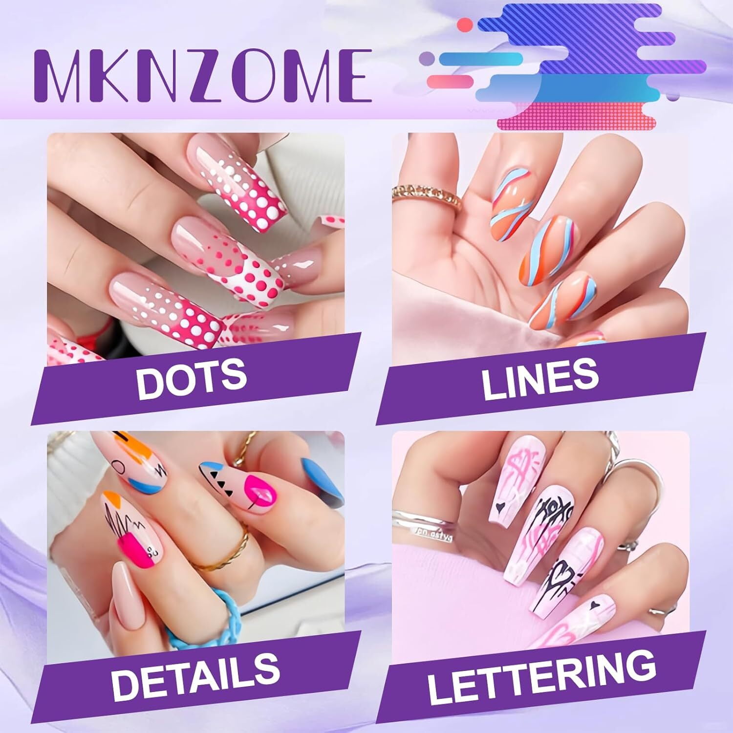 12 Color Nail Art Pens, 0.5 MM Nail Polish Pens Set Drawing Painting Point Liner Acrylic Painted Pen Kit, Waterproof and Quick-drying Nail for DIY Nail Design, Home & Salon Manicure Tools