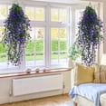 thumbnail image 6 of Bxaolu Artificial Hanging Flowers Outdoor Faux Plants Spring Summer Decor Fake Silk Violets, Realistic UV Resistant Trailing Vines Porch Yard Indoor Wedding Favors(Purple,2Pcs), 6 of 8