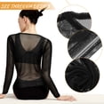 thumbnail image 2 of Blusa de malla transparente para mujer, cuello redondo, manga larga, malla, transparente, para fiesta, lisa, talla XL, 2 of 5