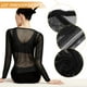 thumbnail image 2 of Blusa de malla transparente para mujer, cuello redondo, manga larga, malla, transparente, para fiesta, lisa, talla XL, 2 of 5