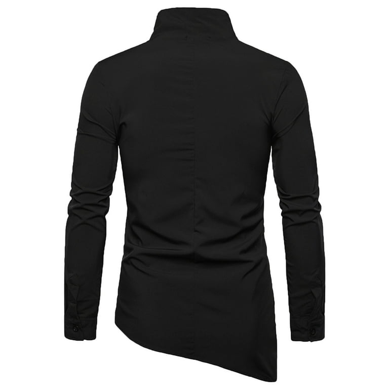 Odeerbi Men Shirts Long Sleeve Round Neck Blouses Trendy Casual