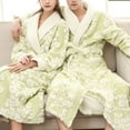 thumbnail image 4 of Couples Pajamas Matching Sets Unisex Thick Terry Cloth Bathrobes Oversized Kimono Spa Full Length Fleece Long Winter Sleepwear Green M, 4 of 5