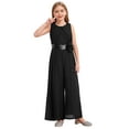 thumbnail image 1 of Yanarno Kids Girls Chiffon Princess Pageant Rompers Sleeveless Ruffled Wide Leg Pants Jumpsuit Summer Playsuit Black 8, 1 of 6