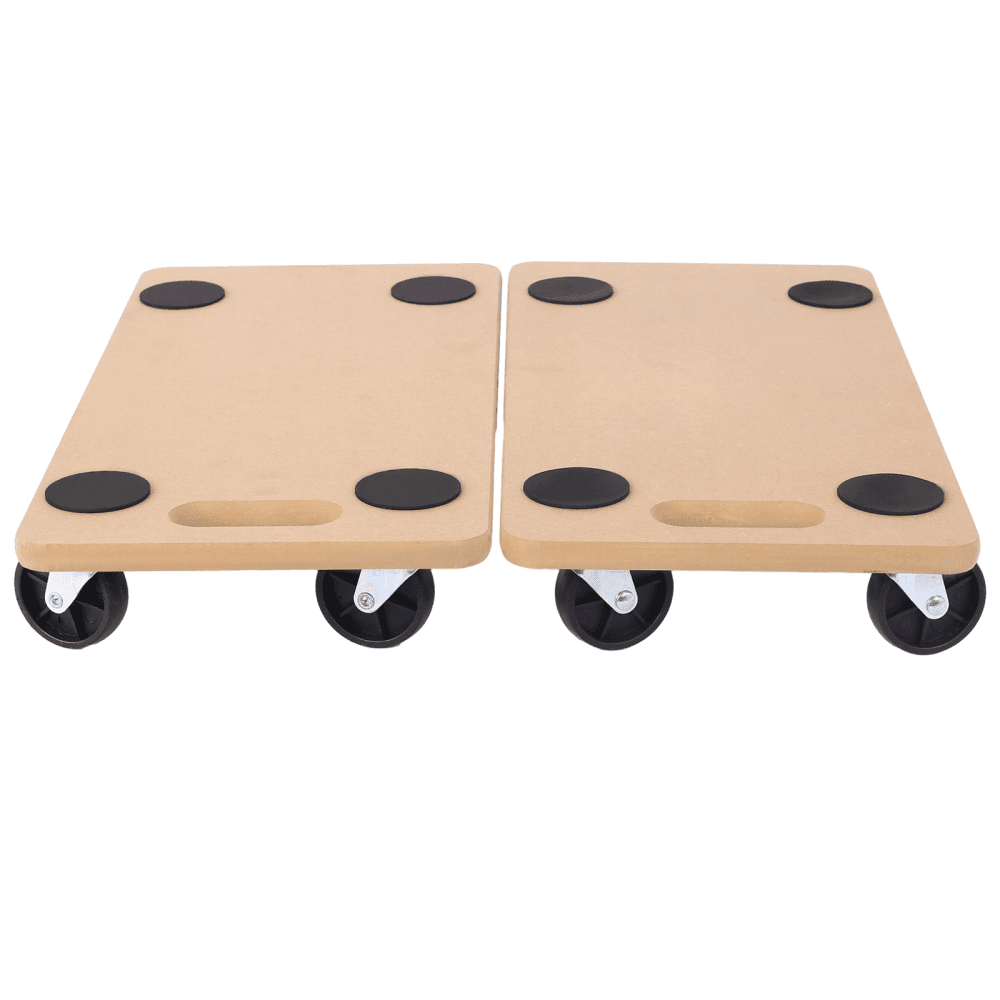 Tcbosik 2 Pack Furniture Moving Wooden Dolly with 4 Wheels, Heavy Duty Rolling Mover for Couch Fridge Washing Machine Planter, Natural