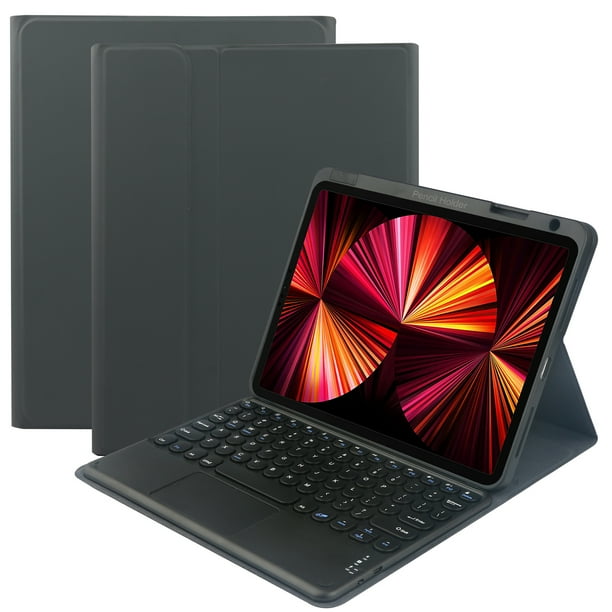 Teclado con funda de cuero Funda de teclado BT desmontable con panel táctil compatible con iPad Air3 10.5 (2019) / iPad Pro 10.5 / iPad 10.2 (2019) / iPad 10.2 (2020) Negro Eccomum Teclado con funda de cuero