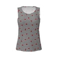 thumbnail image 4 of Xecao Ladybugs on Black and White Striped print women's scoop neck, loose-fit workout tank tops for the gym., 4 of 9
