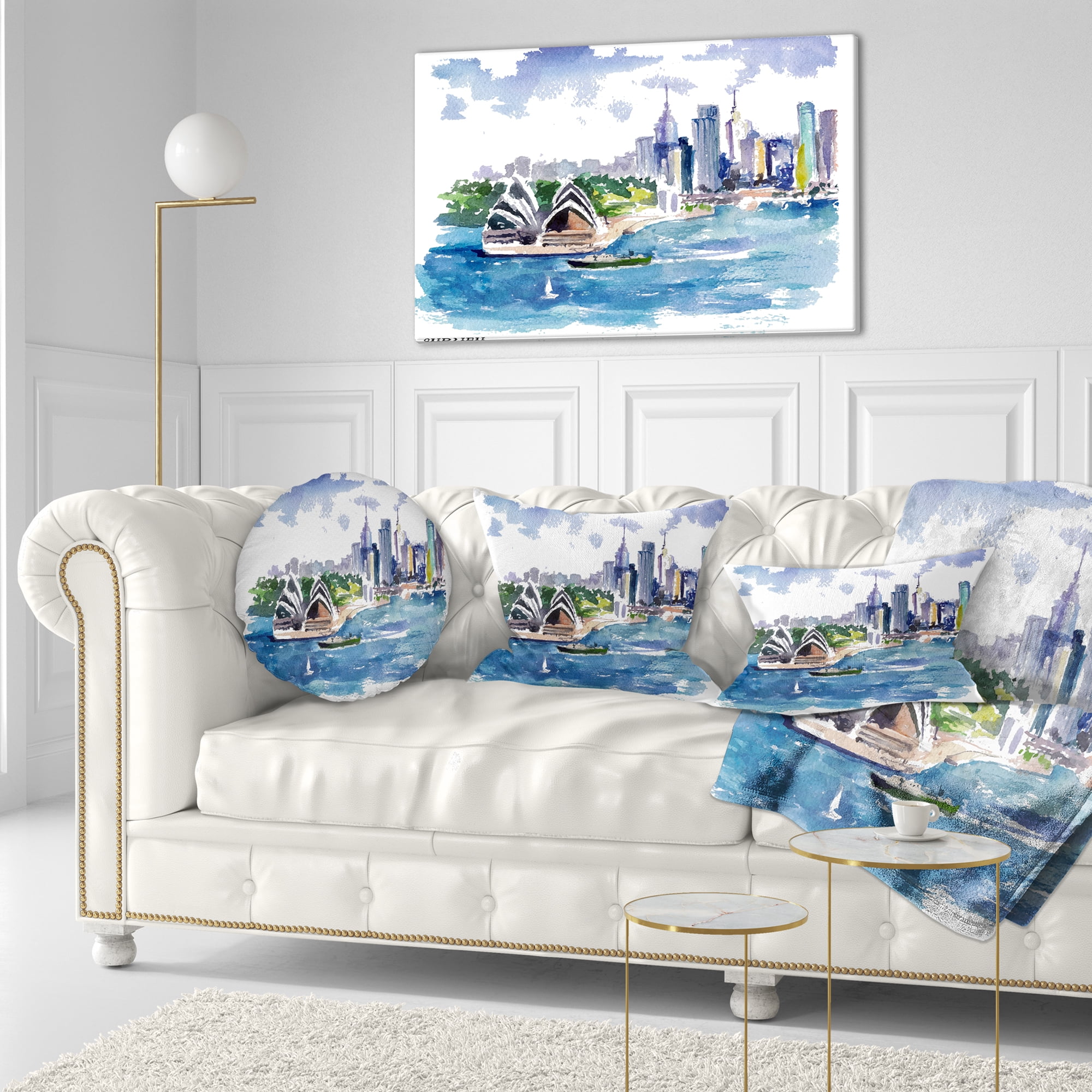 Designart Australia Vector Illustration - Cityscape Painting Throw Pillow - 12x20