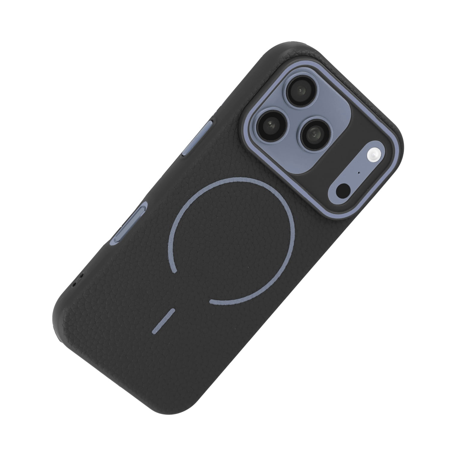 Magnetic Leather Grip Protective Cover for iPhone 17 Pro Max - Black