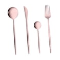 thumbnail image 2 of Juego de 4 cubiertos de acero inoxidable pulido portátil, incluye cuchillos, tenedores y cucharas para el hogar, reuniones familiares y cenas. Oro rosa, 2 of 9