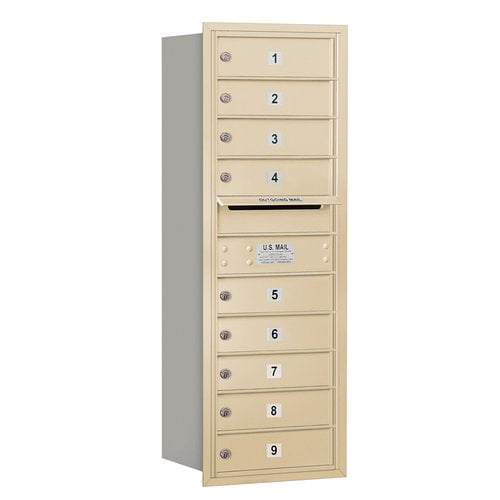 4C Horizontal Mailbox - 11 Door High Unit - Single Column - 9 MB1 Doors - Sandstone - Rear Loading - USPS Access