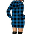 thumbnail image 4 of Frontwalk Ladies Sweatshirt Dress Plaid Hooded Dresses Long Sleeve Pullover Hoodie Fall Loose Midi Blue L, 4 of 6