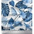 thumbnail image 1 of Soimoi Blue Poly Georgette Fabric Monstera Leaf & Floral Printed Craft Fabric by the Yard 52 Inch Wide, 1 of 3