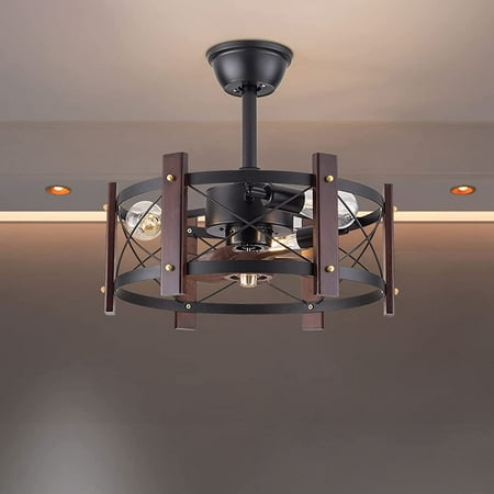 

Miumaeov Caged Ceiling Fan with Lights Remote Control 18 Rustic Farmhouse Ceiling Fan with Light Industrial Flush Mount Fandelier for Small Bedroom