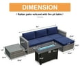 thumbnail image 3 of JOIVI 6 Pieces Patio Furniture Set with 45” Gas Fire Pit Table, Wicker Outdoor Rattan Sectional Sofa Furniture Conversation Set with 50,000 BTU Patio Propane Fire Pit and Coffee Table, Navy Blue, 3 of 10