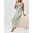 thumbnail image 6 of Komoo Women Summer Knit Dress Sleeveless Round Neck Striped Midi Dress Slim Fit Long Tank Sundress, 6 of 8
