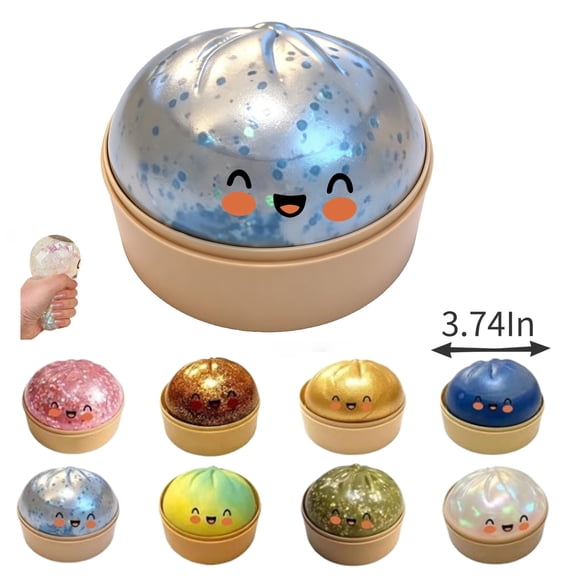 Glitter Dumpling Squishy Stress Ball Squeeze Toy Soft Slow Rising Design Perfect for Fidgeting and Calming Nerves Great for Classroom Office and Home Use