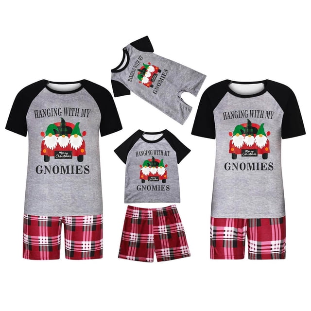 Pyjama pour Enfants, Chandail à Imprimé Décontracté et Tendance à Manches Courtes avec Short Style Parent-Enfant, Pyjama pour Enfants